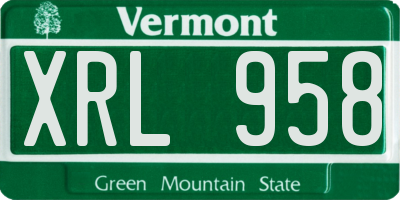 VT license plate XRL958
