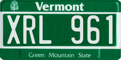 VT license plate XRL961
