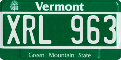 VT license plate XRL963
