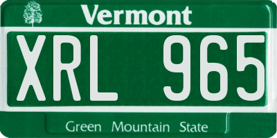 VT license plate XRL965