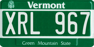VT license plate XRL967