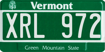 VT license plate XRL972