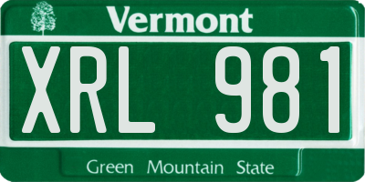 VT license plate XRL981