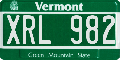 VT license plate XRL982