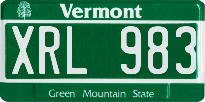 VT license plate XRL983