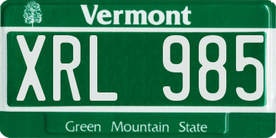VT license plate XRL985