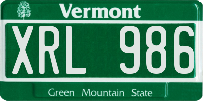 VT license plate XRL986