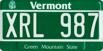 VT license plate XRL987