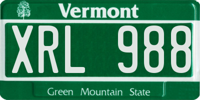 VT license plate XRL988