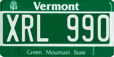VT license plate XRL990