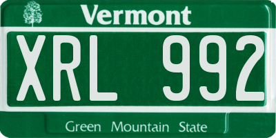 VT license plate XRL992