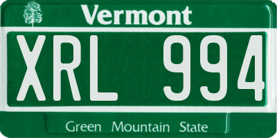 VT license plate XRL994