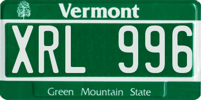VT license plate XRL996