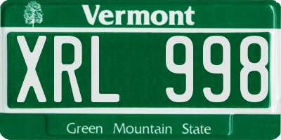VT license plate XRL998