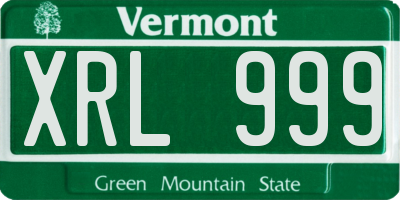 VT license plate XRL999