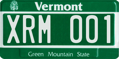 VT license plate XRM001