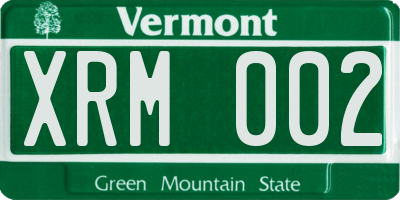 VT license plate XRM002