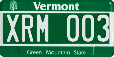 VT license plate XRM003