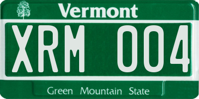 VT license plate XRM004