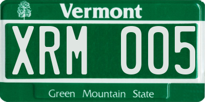 VT license plate XRM005