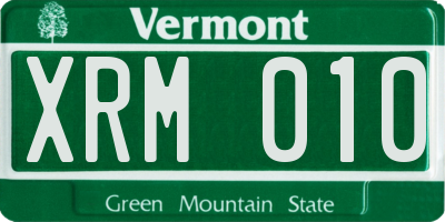 VT license plate XRM010