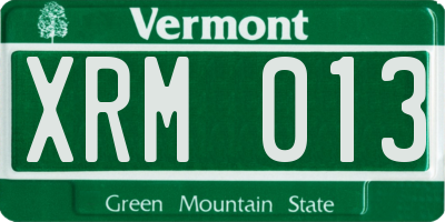 VT license plate XRM013