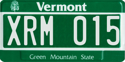 VT license plate XRM015