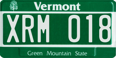 VT license plate XRM018