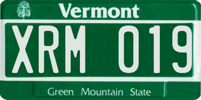 VT license plate XRM019