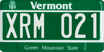VT license plate XRM021