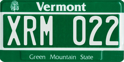 VT license plate XRM022