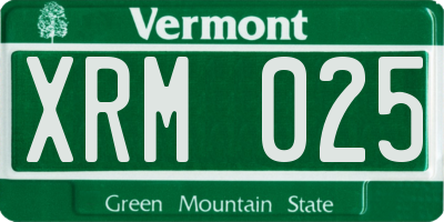 VT license plate XRM025