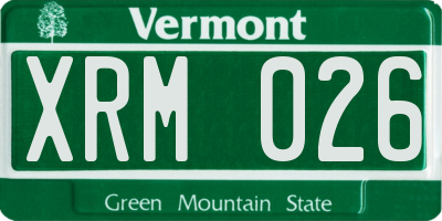 VT license plate XRM026