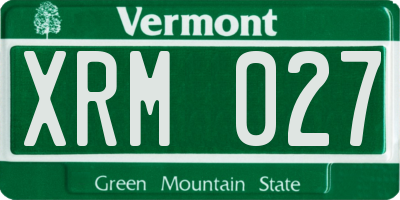 VT license plate XRM027