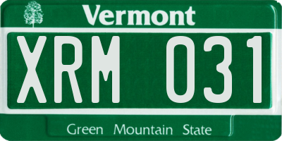 VT license plate XRM031