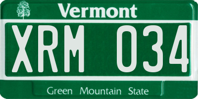 VT license plate XRM034