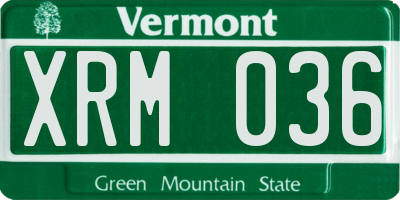VT license plate XRM036