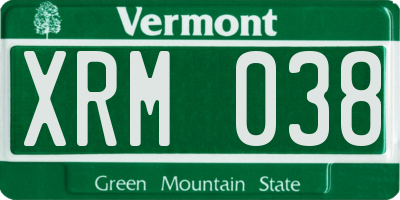 VT license plate XRM038