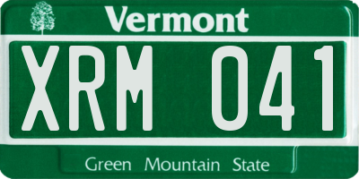 VT license plate XRM041