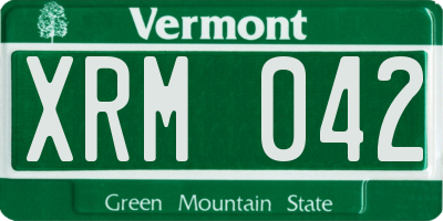 VT license plate XRM042