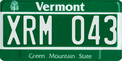 VT license plate XRM043