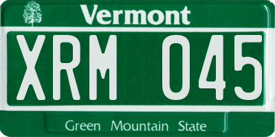VT license plate XRM045
