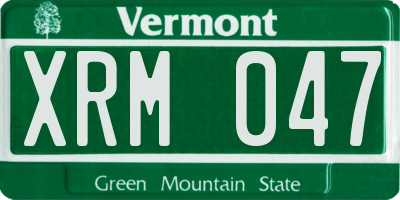 VT license plate XRM047