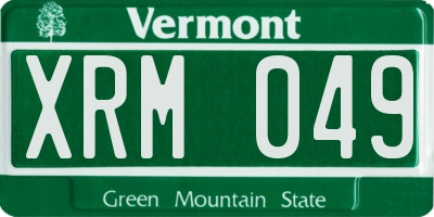 VT license plate XRM049