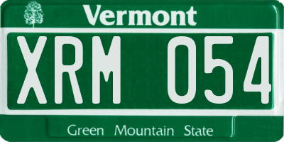 VT license plate XRM054