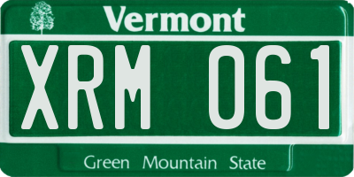 VT license plate XRM061