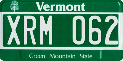 VT license plate XRM062