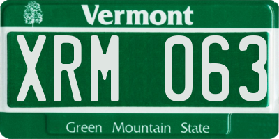 VT license plate XRM063