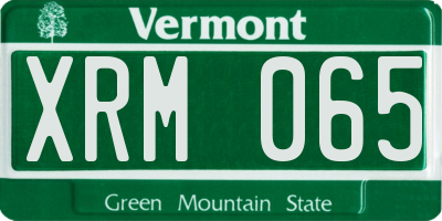 VT license plate XRM065