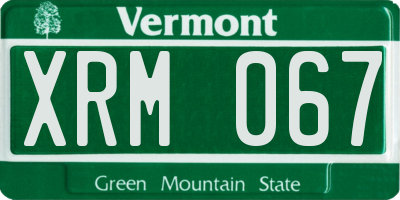 VT license plate XRM067